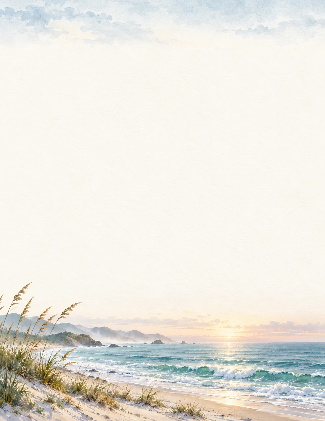 Decorative ocean memorial stationery artwork